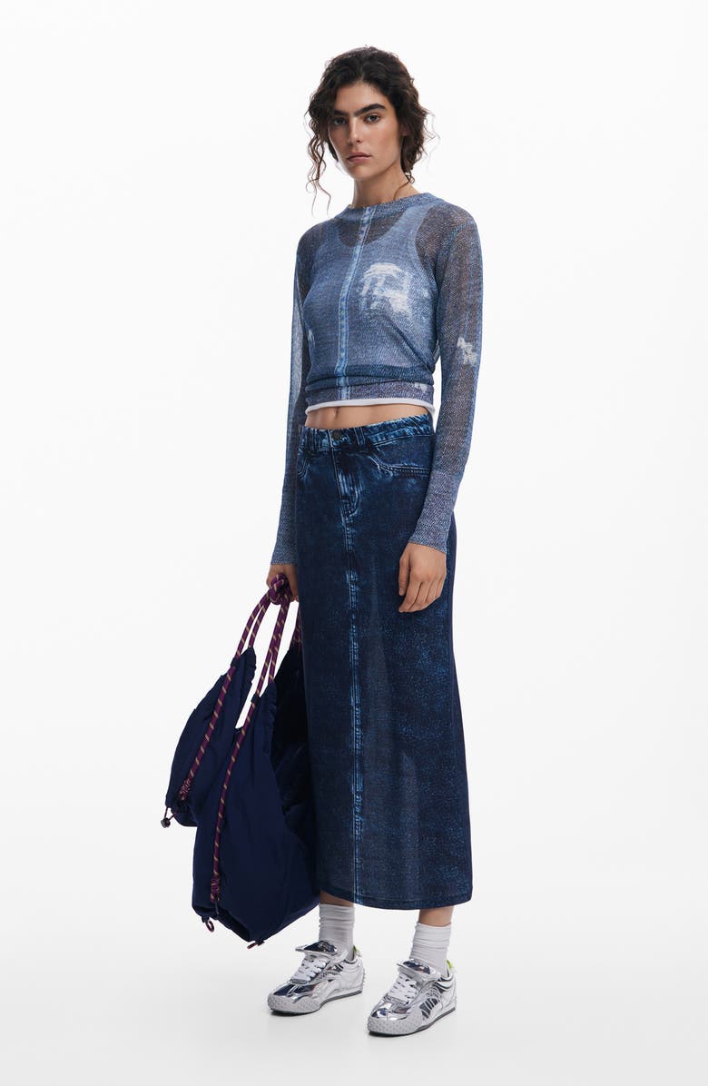 Desigual Open Stitch Crop Sweater, Alternate, color,