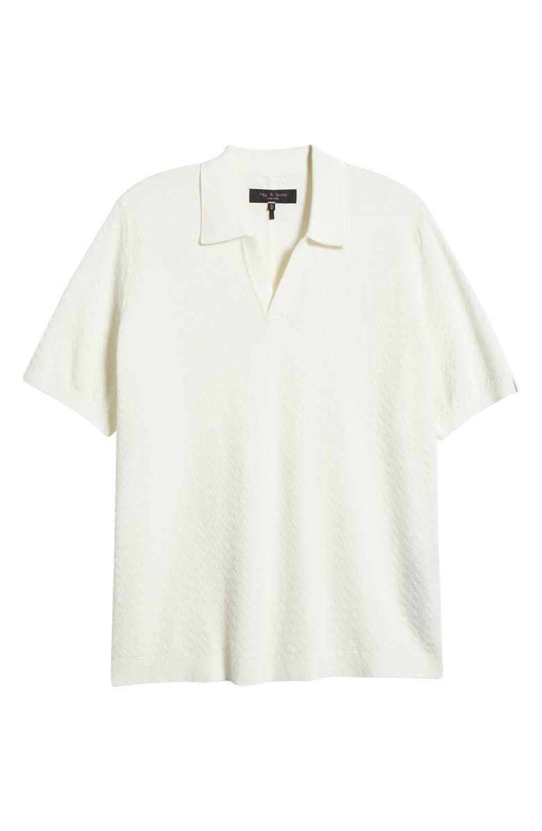 rag & bone Zuma Johnny Collar Chevron Terry Cloth Polo, Alternate, color, Chalk