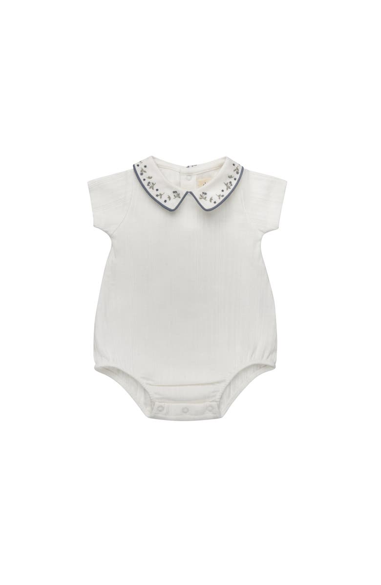 Ely's & Co. Embroidered Collar Collection - Romper, Main, color, Ivory/Blue