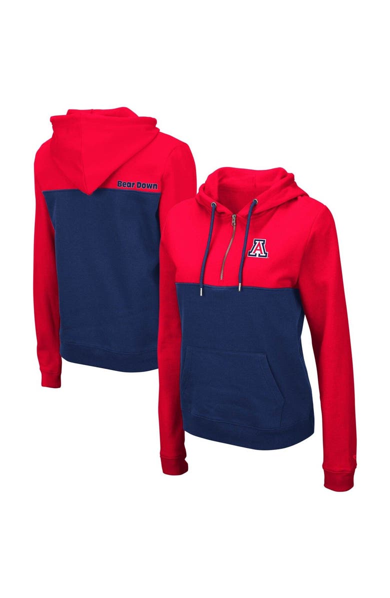 COLOSSEUM Women's Colosseum Red/Navy Arizona Wildcats Aidan Lightweight Half-Zip Hoodie, Main, color, Red