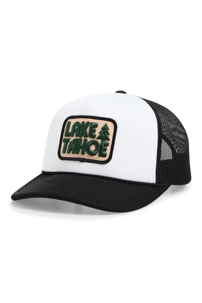 Lake Tahoe Patch Snapback Trucker Hat, Main, color, BLACK/ WHITE