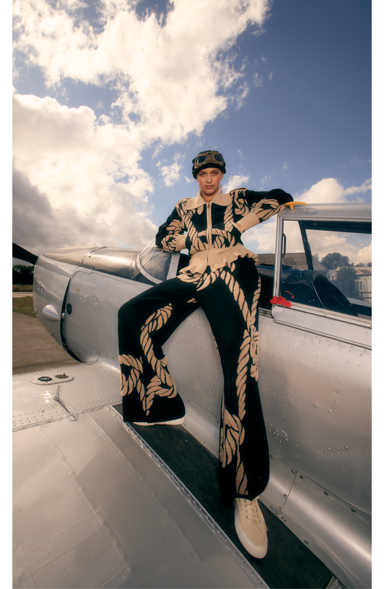 Temperley London Rope Knit Trousers, Alternate, color, Black