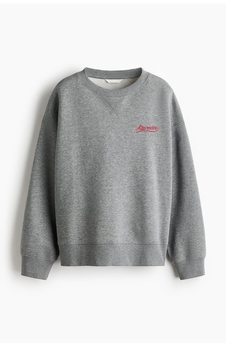 H&M Sweatshirt with motif, Alternate, color, Gray Melange/Alto Mare