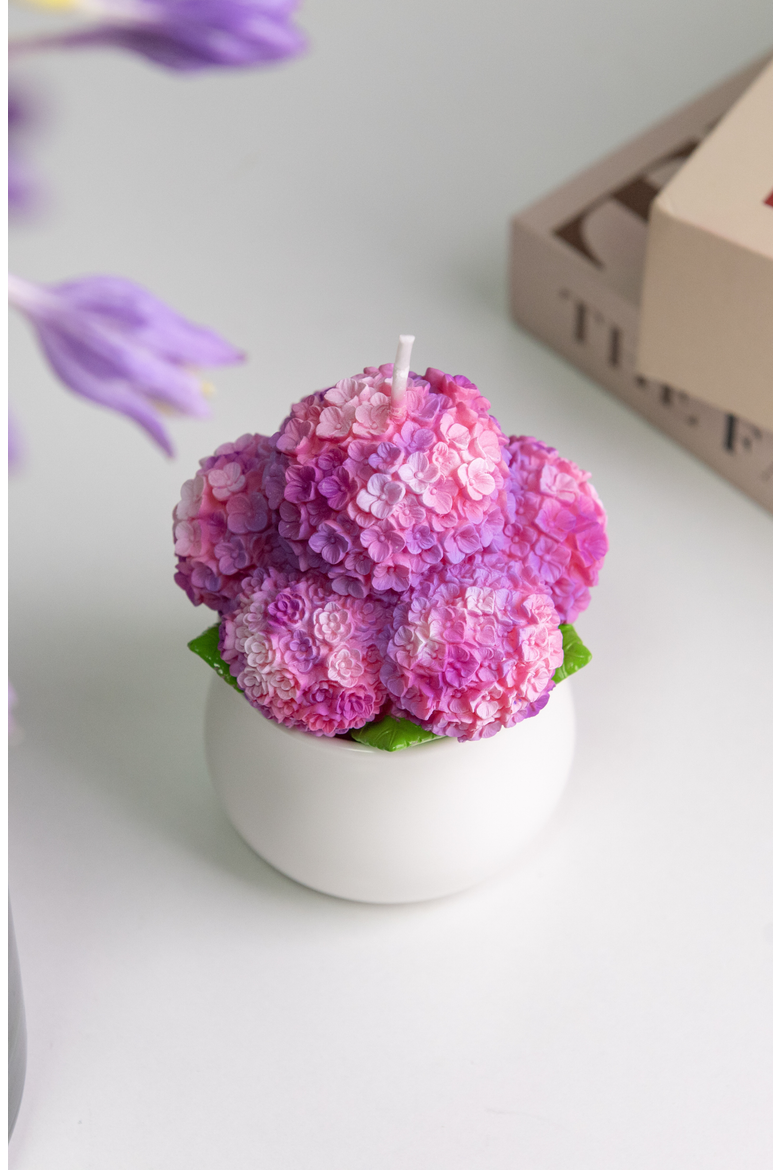 Hydrangea Flower Candle, Alternate, color, Rose Red