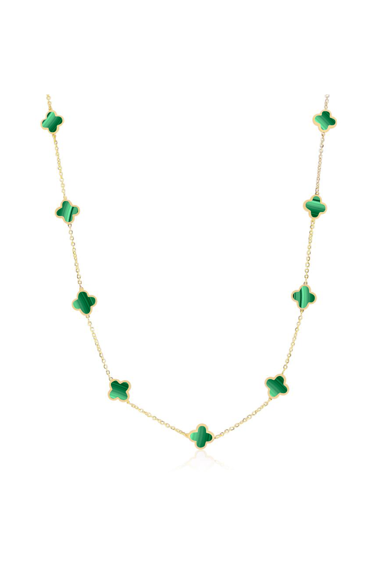 Mini Malachite Clover Necklace, Main, color, Malachite