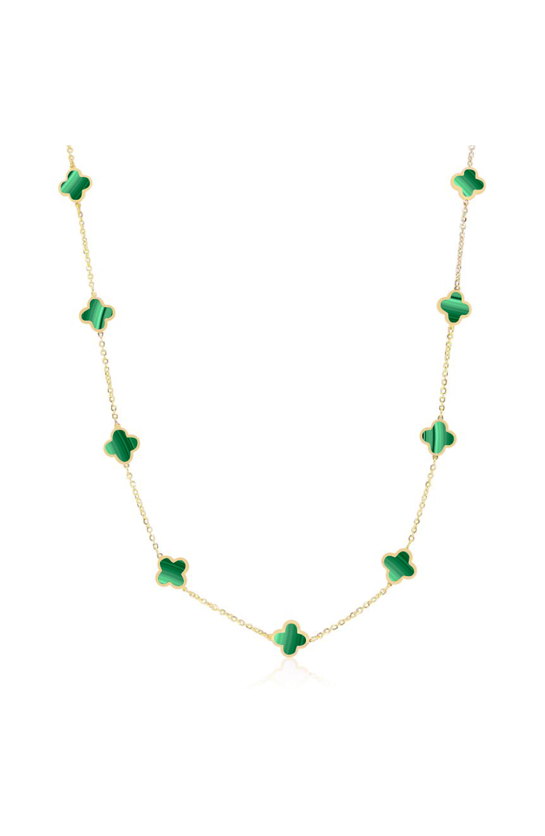 The Lovery Fine Jewelry Mini Malachite Clover Necklace, Main, color, Malachite