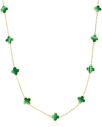 The Lovery Fine Jewelry Mini Malachite Clover Necklace