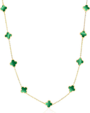 The Lovery Fine Jewelry Mini Malachite Clover Necklace