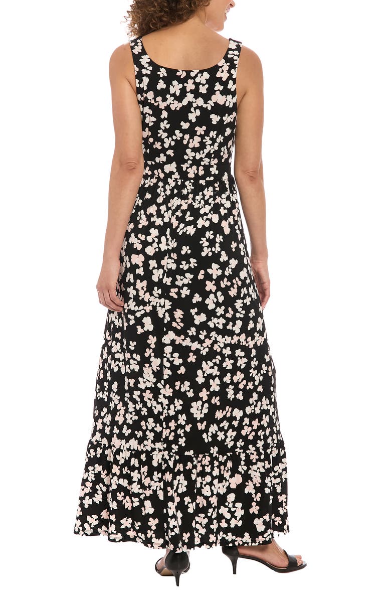 London Times Floral Maxi Dress, Alternate, color, Black Cream