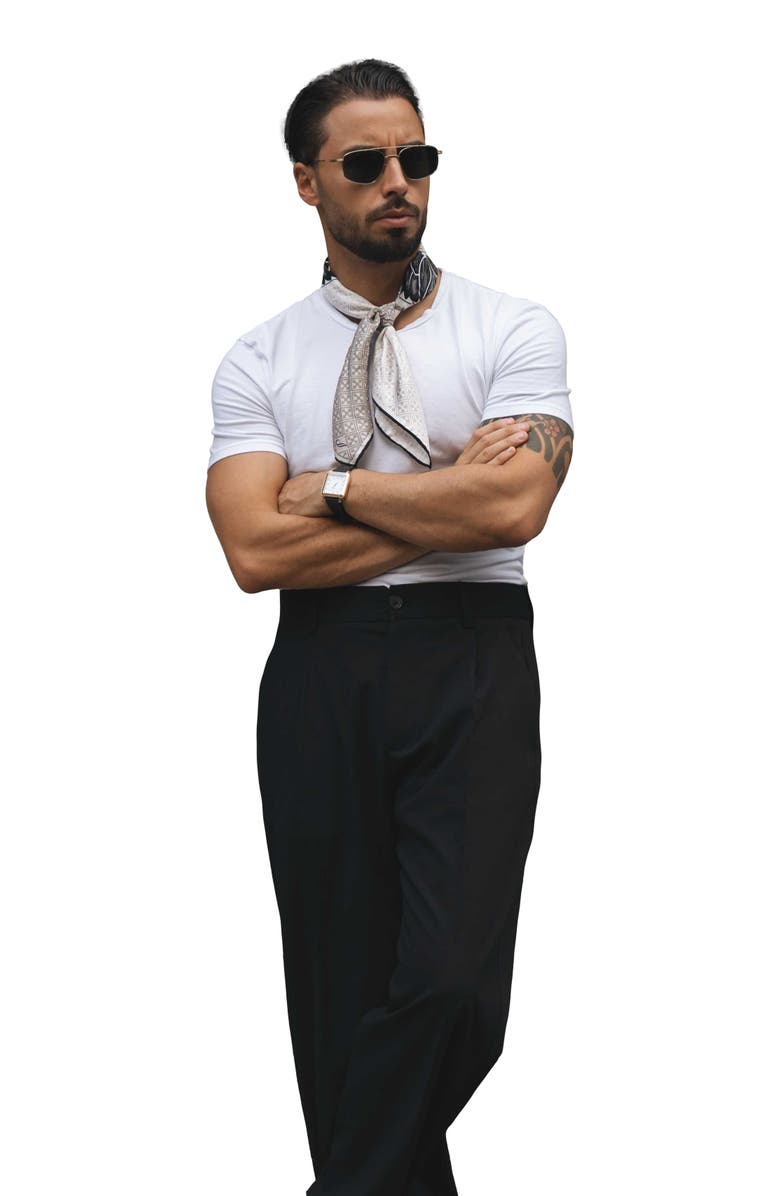 Elizabetta Feroni - Silk Neckerchief for Men, Alternate, color, Charcoal