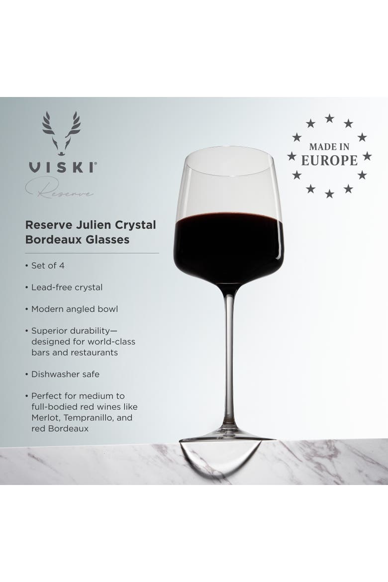 Reserve Julien Crystal Bordeaux Glasses Set of 4, Alternate, color, Clear