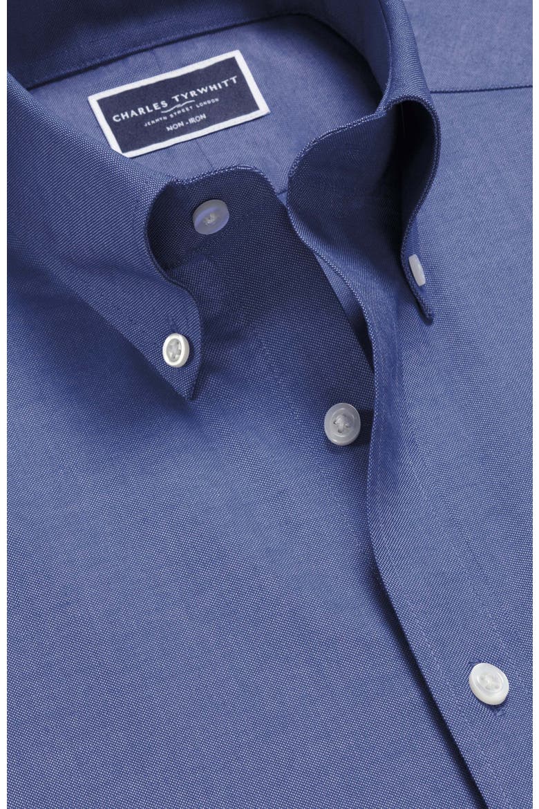 Slim Fit Button-Down Collar Non-Iron Stretch Oxford Shirt, Alternate, color, Cobalt Blue