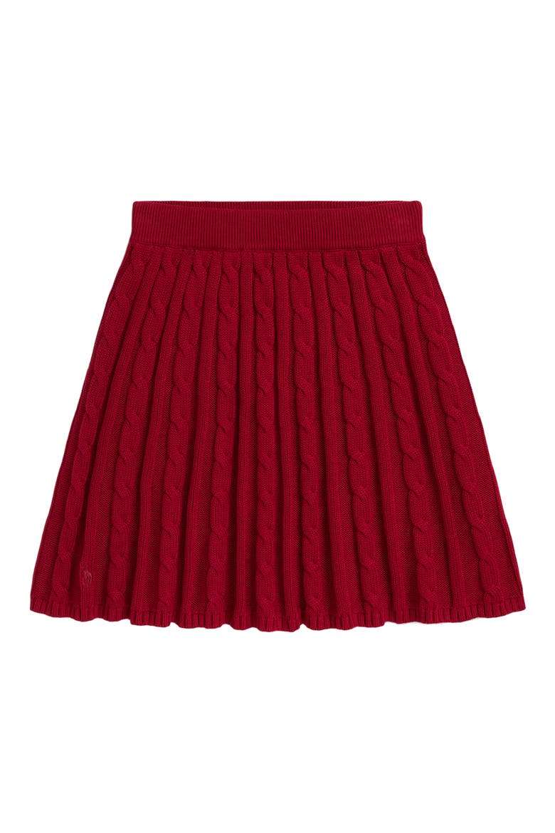 Kids' Cotton Cable Knit Skirt, Main, color, RED
