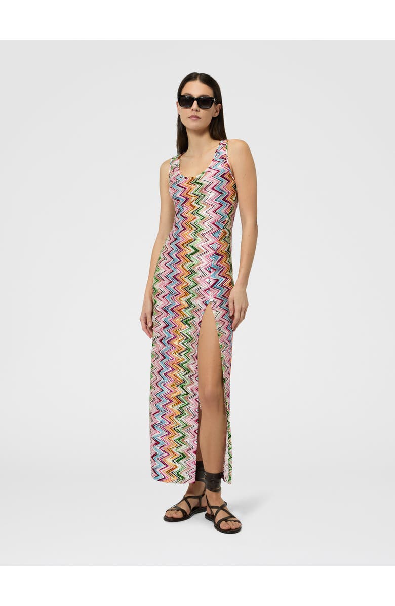 Missoni Long Cover-up In Stretch Viscose With Lace And Zigzag Motif, Alternate, color, Multicoloured