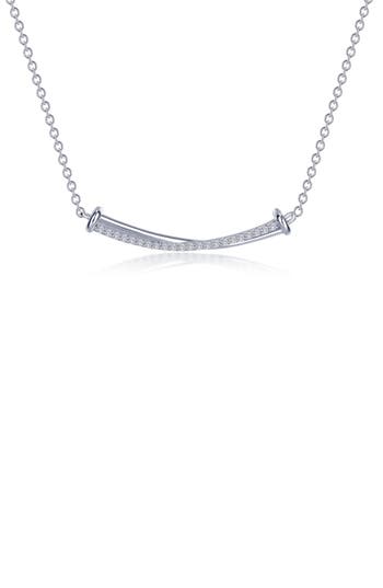 Lafonn Simulated Diamond Double Curved Bar Pendant Necklace In White