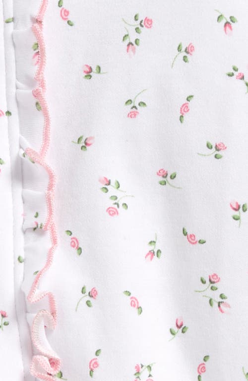 Kissy Kissy Floral Ruffle Edge Pima Cotton Footie In White