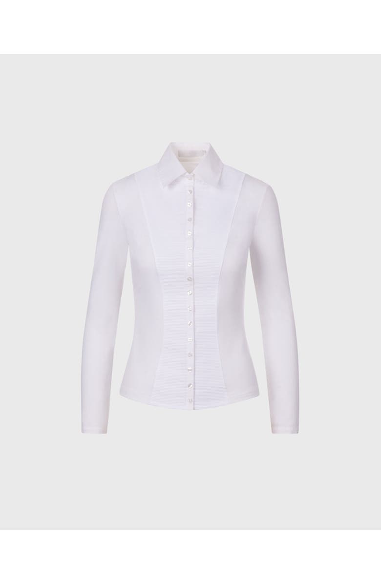 Anne Fontaine Women's Collar  Clodie White Pleated Cotton Shirt With Pointed Collar, Main, color, White