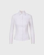 Anne Fontaine Women's Collar Clodie White Pleated Cotton Shirt With Pointed Collar