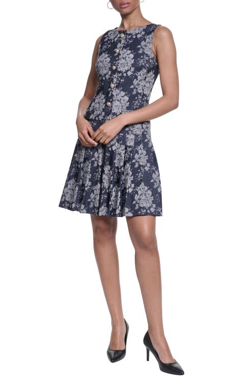 Sleeveless Denim Jacquard Minidress