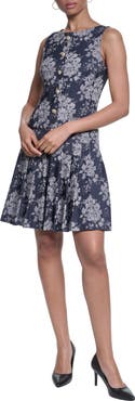 KARL LAGERFELD PARIS Sleeveless Denim Jacquard Minidress