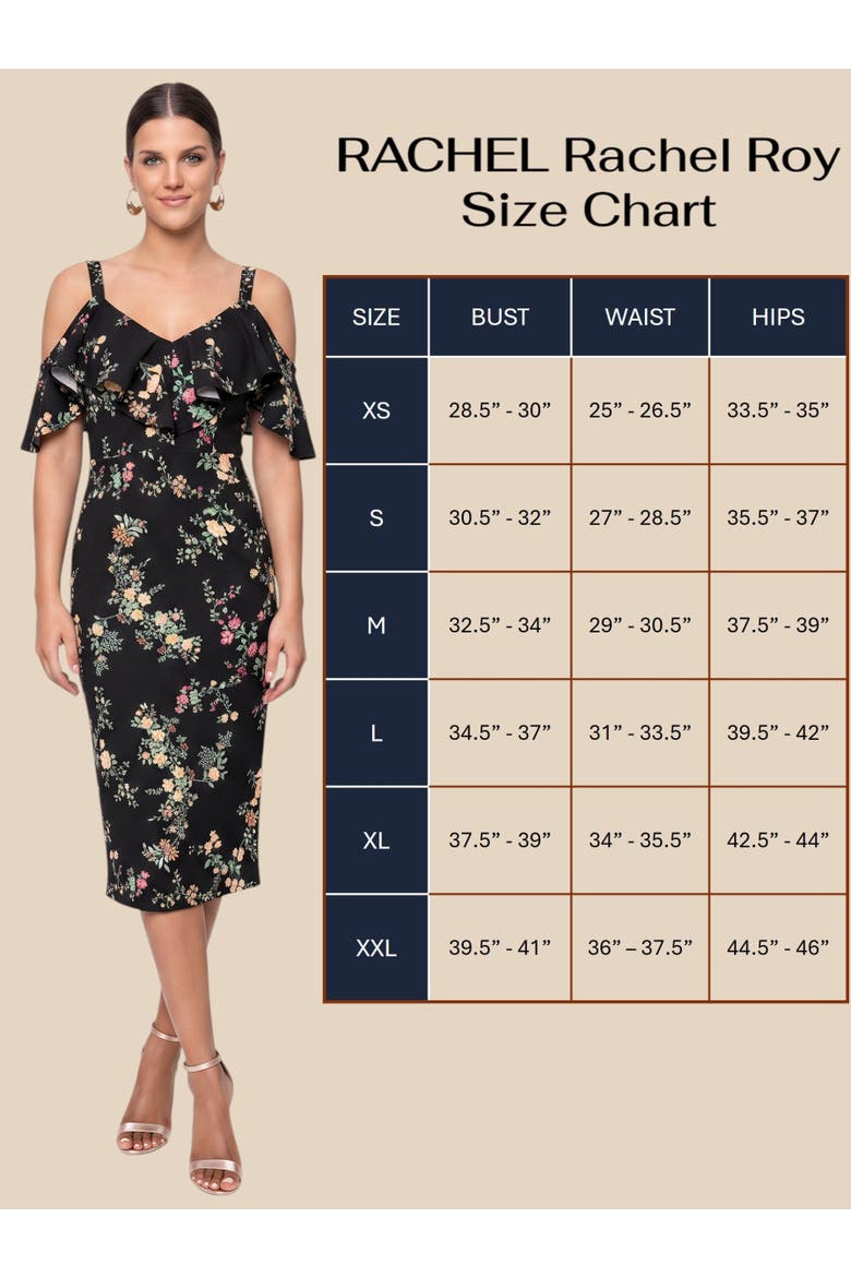 RACHEL Rachel Roy Marcella Printed Off the Shoulder Ruffle Midi