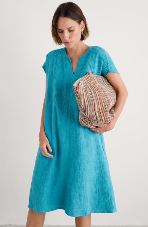Seasalt Cornwall Sand Patterns Organic Cotton Shift Dress In Blue