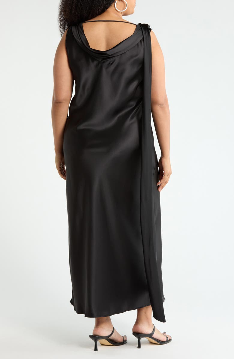 Renee C Cowl Neck Satin Maxi Dress, Alternate, color, Black