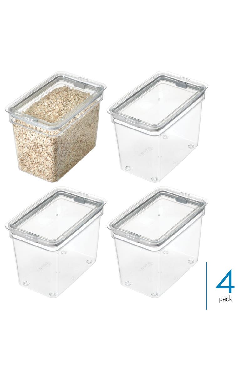 iDesign Medium Food Storage Bin with Airtight Lid - Set of 4 - Clear, Alternate, color, Bronze