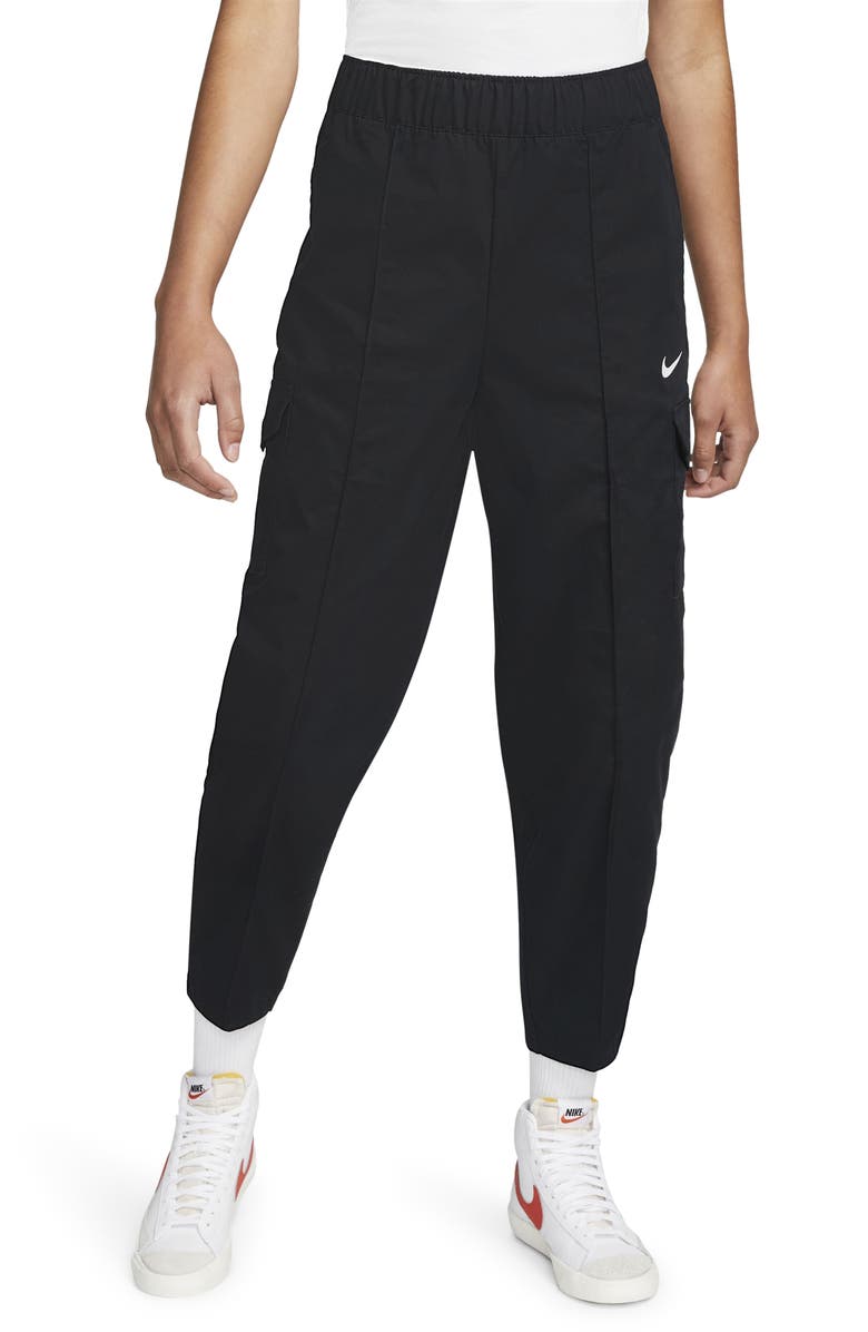 Nike High Waist Pleated Cotton Blend Pants, Main, color, 