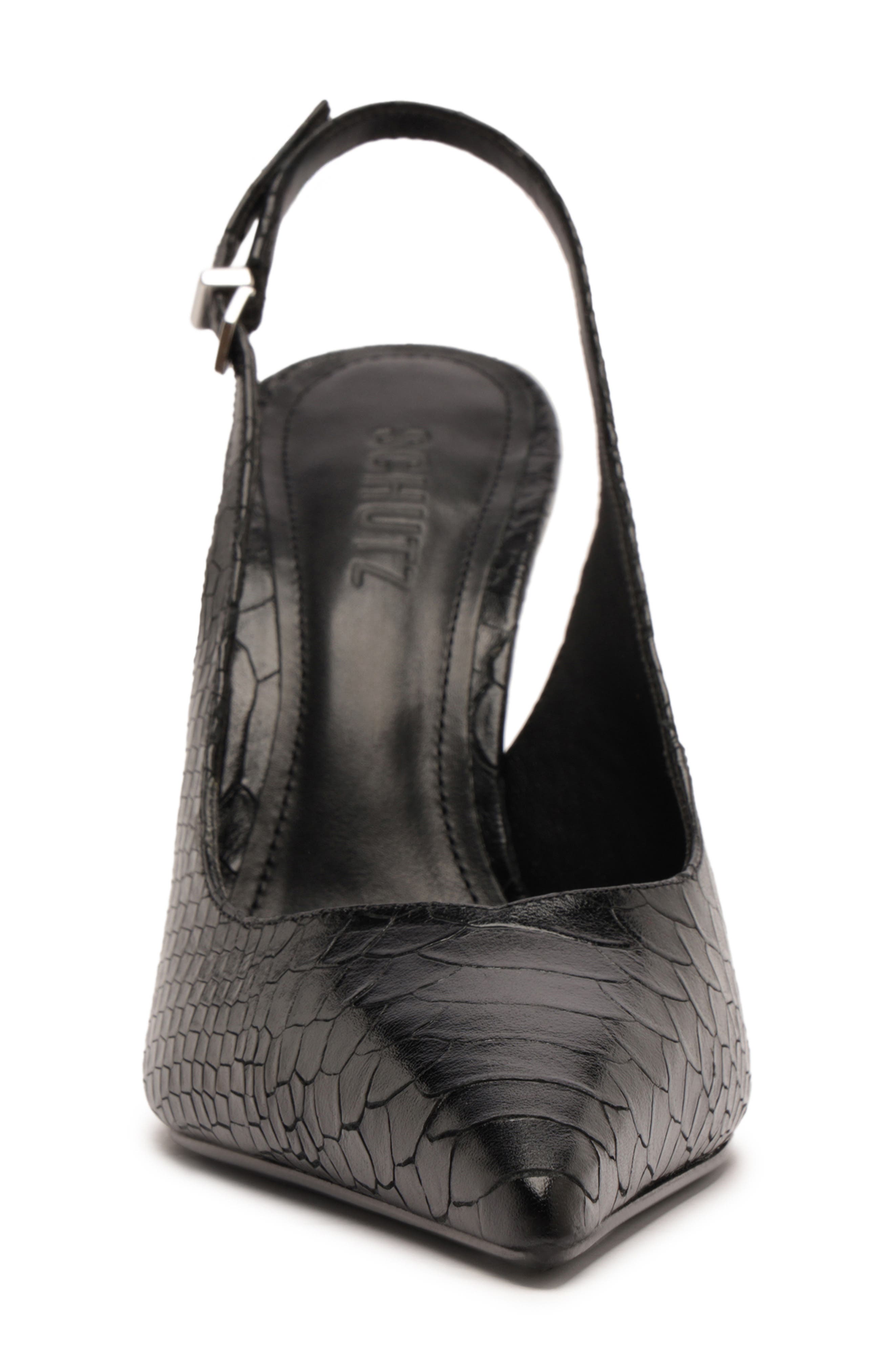 Schutz Michelle Snakeskin Embossed Slingback Pump, Alternate, color, Black