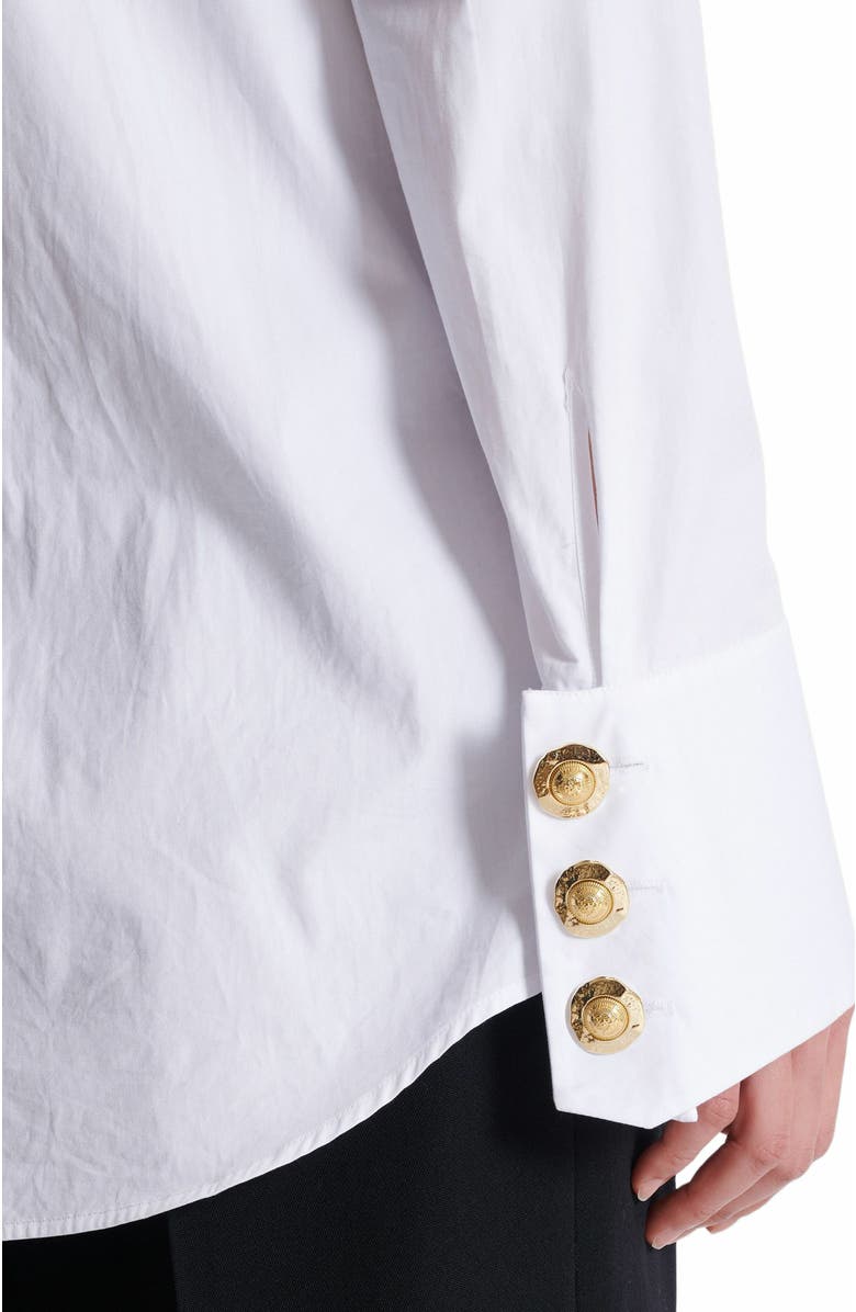 Balmain Ruffled Poplin Shirt, Alternate, color, White