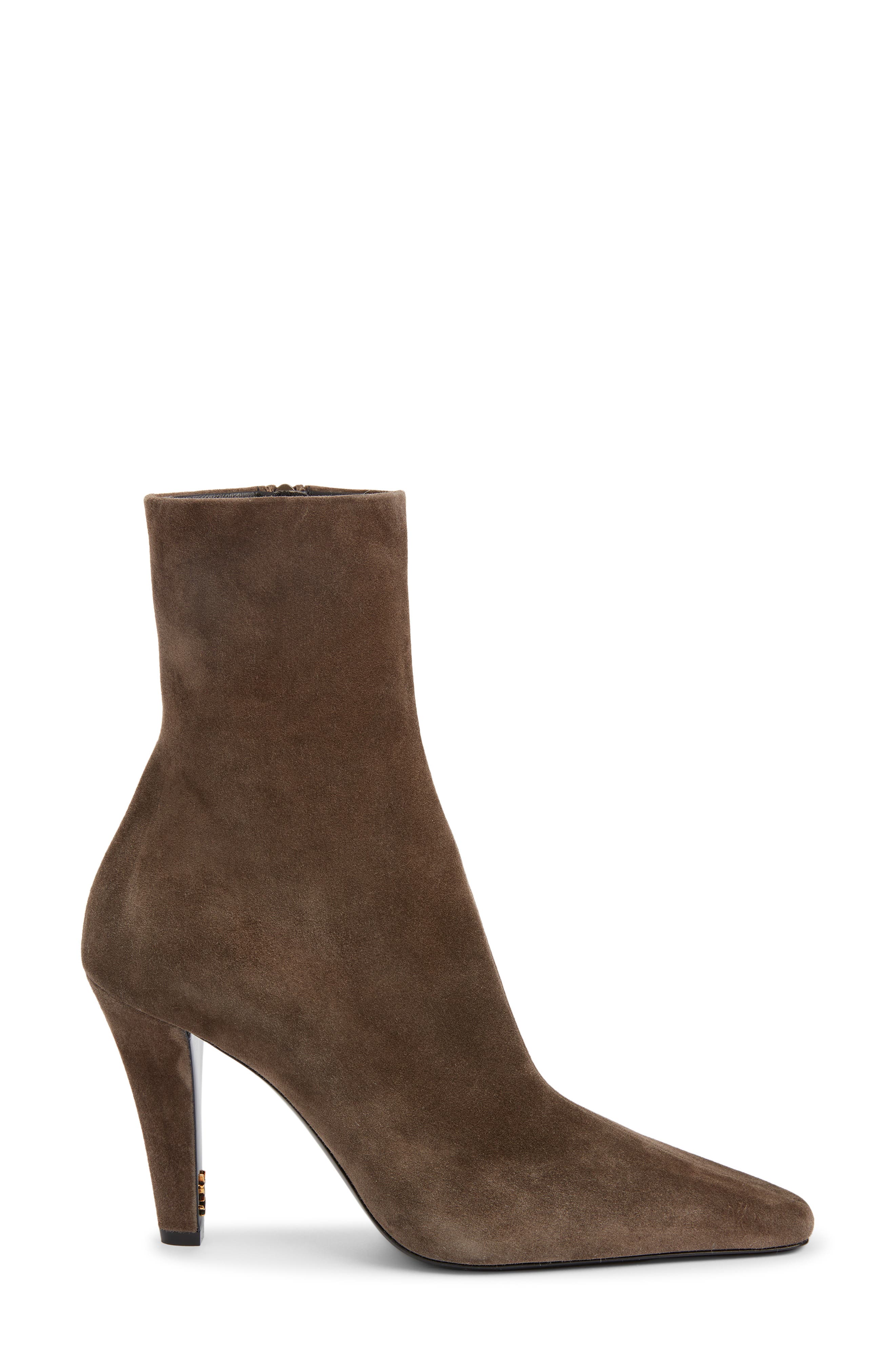 Saint Laurent Jill Suede Bootie, Alternate, color, Mickey Grey
