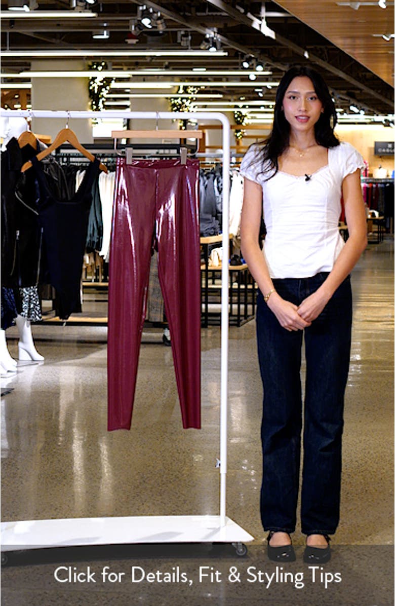 High Waist Faux Leather Leggings, sales video thumbnail