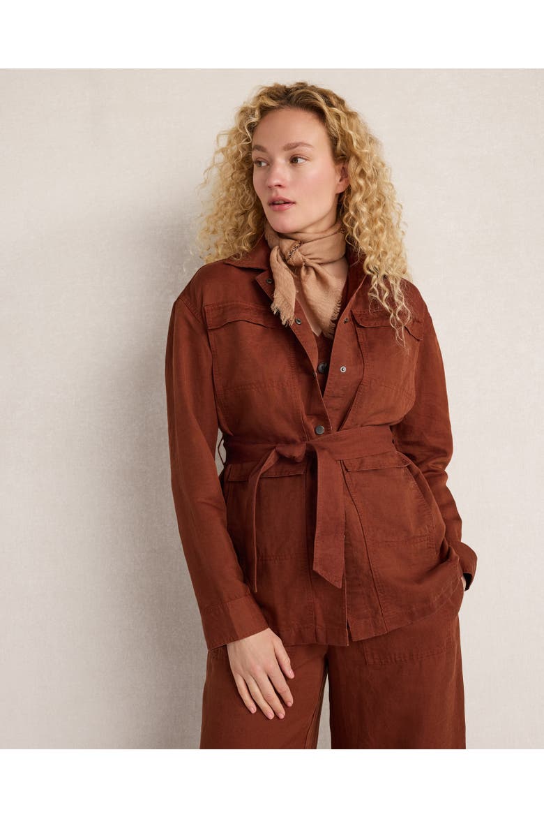 Linen Blend Dobby Field Jacket, Main, color, Red Oak
