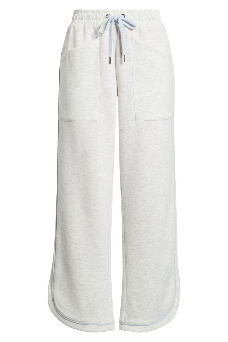 Wide Leg Track Pants, Alternate, color, HEATHER CREAM/ XENON BLUE