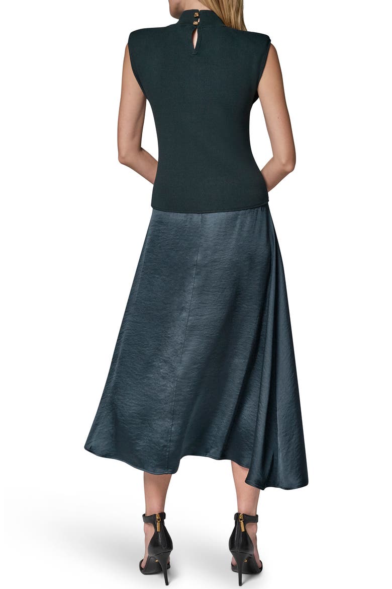 Sleeveless Mixed Media Midi Dress, Alternate, color, BLK FOREST