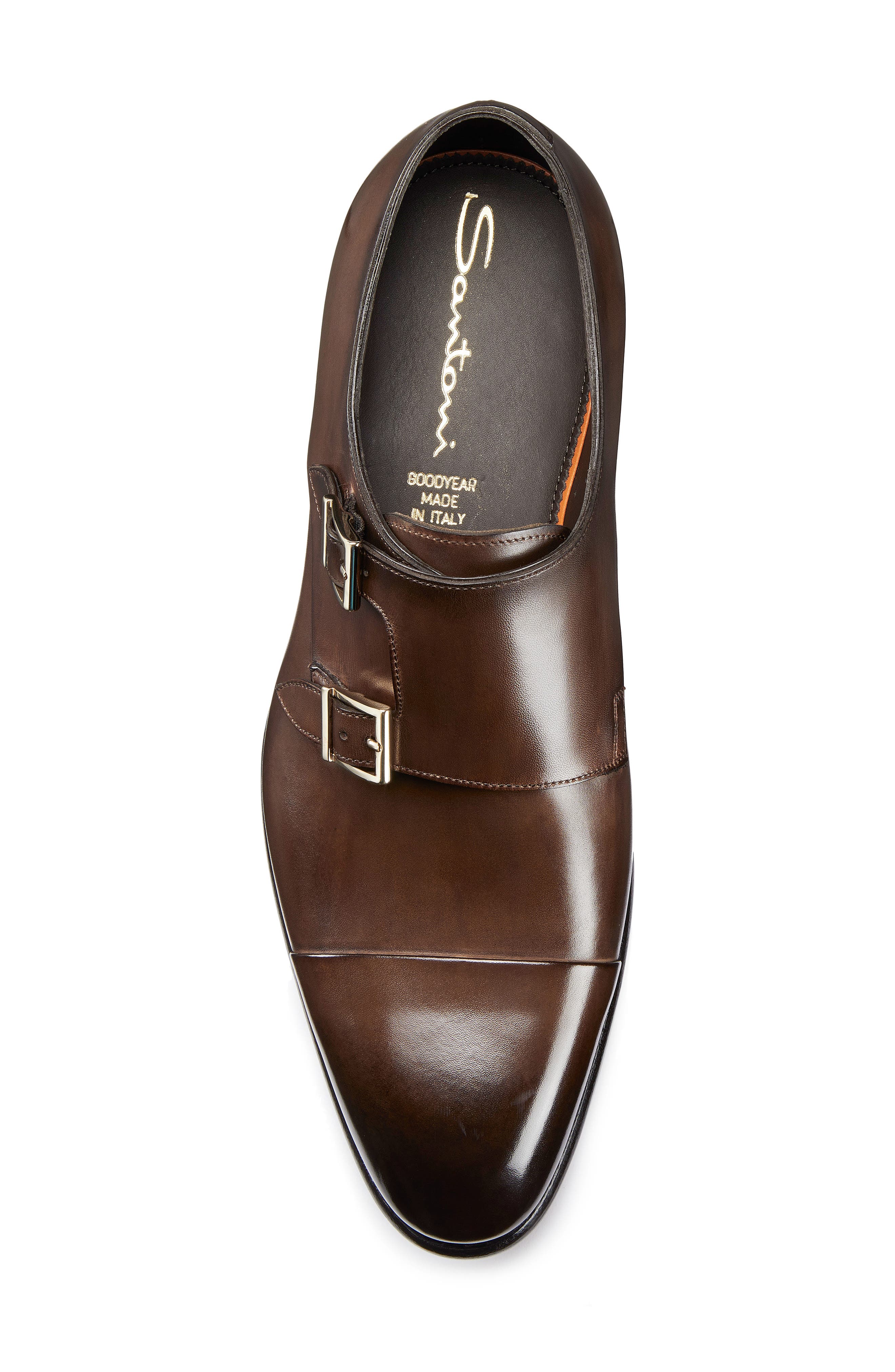 Santoni IRA Double Monk Strap Shoe, Alternate, color, Tan