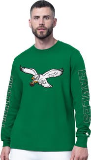 STARTER Men's Starter Kelly Green Philadelphia Eagles Clutch Hit II Vintage Logo Long-Sleeve T-Shirt