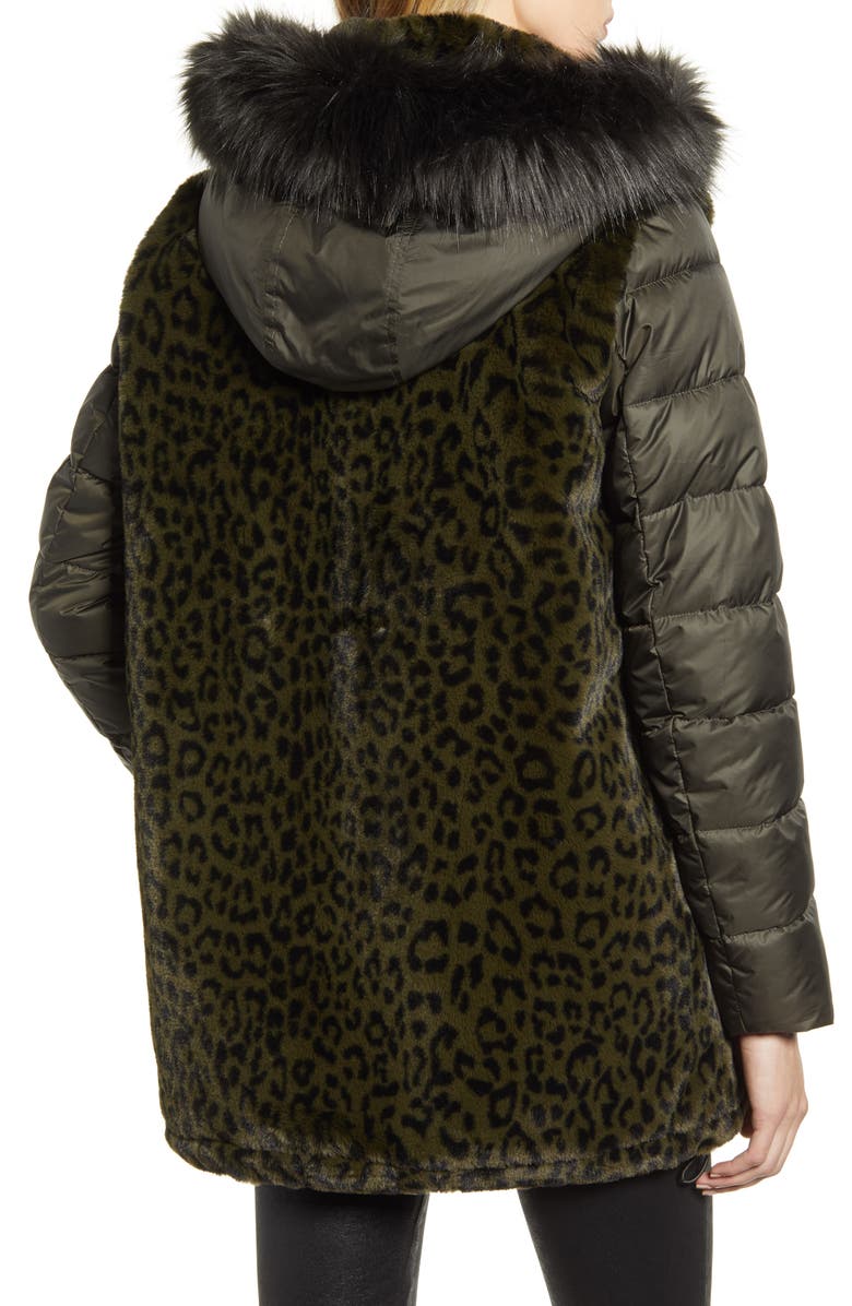 Via Spiga Water Resistant Faux Fur Puffer Coat, Alternate, color,