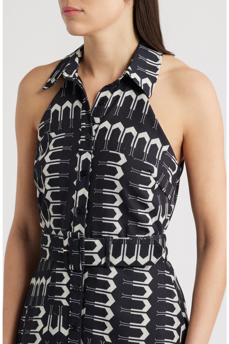 Kaisa Sleeveless Belted Shirtdress, Alternate, color, BLACK MULTI