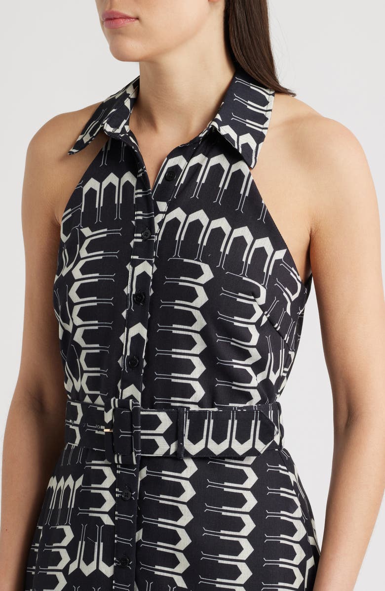 CIEBON Kaisa Sleeveless Belted Shirtdress, Alternate, color, Black Multi