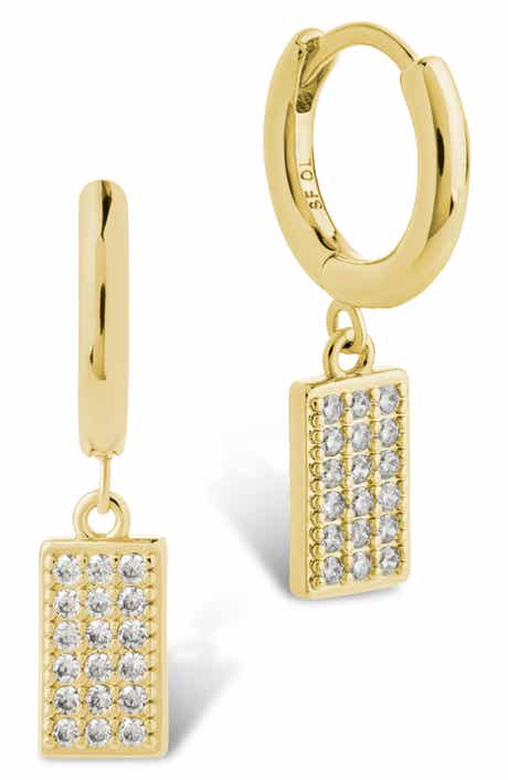 Sterling Forever Sybil Cubic Zirconia Rectangular Tag Drop Earrings