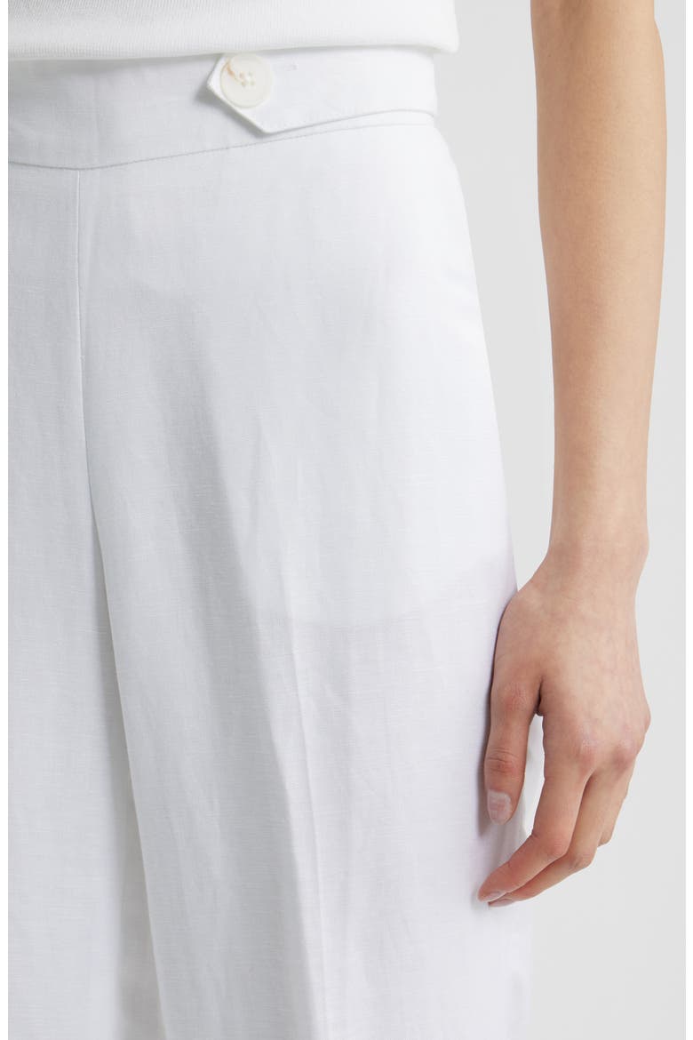 Button Tab Pull-On Linen Blend Wide Leg Pants, Alternate, color, CRISP WHITE