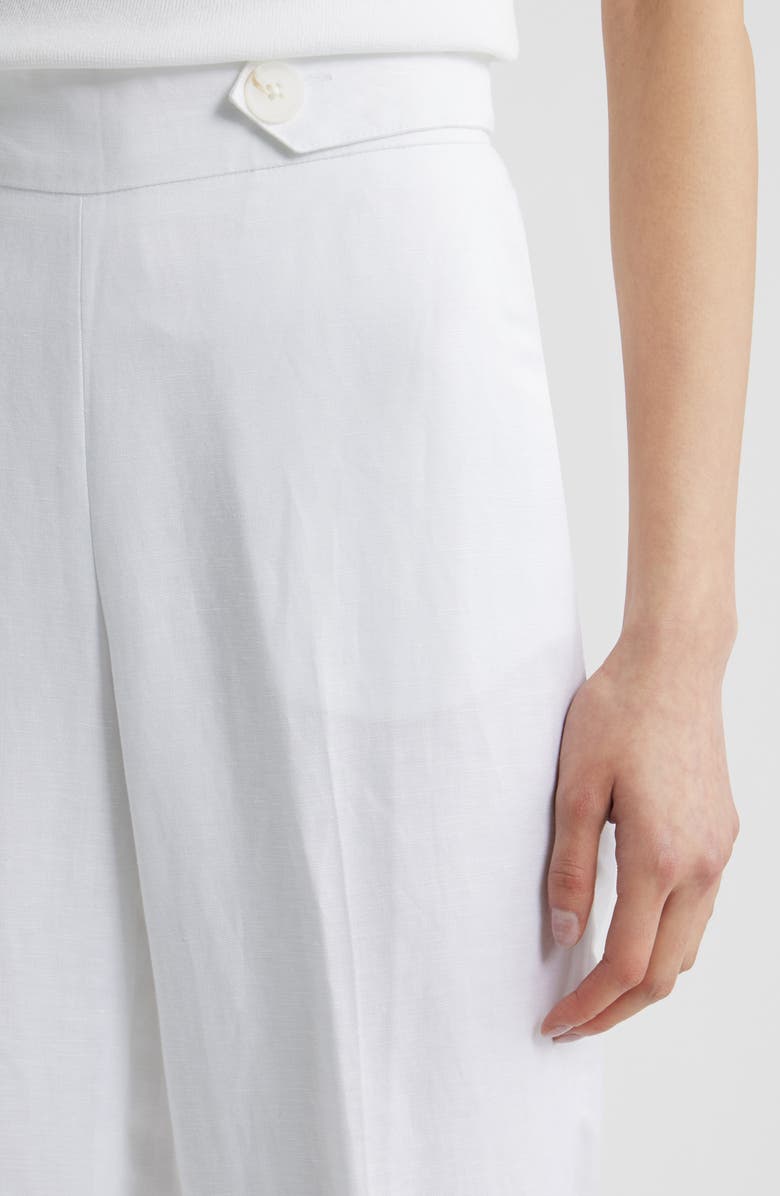 Anne Klein Button Tab Pull-On Linen Blend Wide Leg Pants, Alternate, color, 