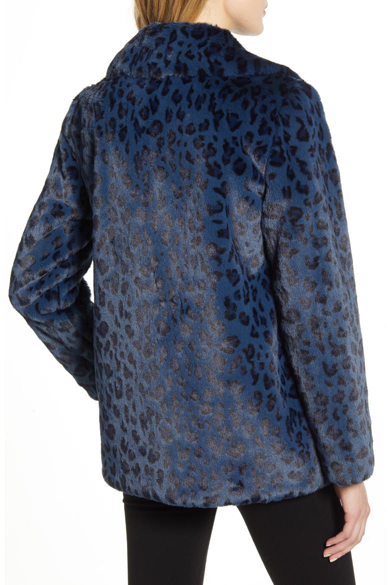 Faux Leopard Fur Jacket, Alternate, color, DK-BLUE