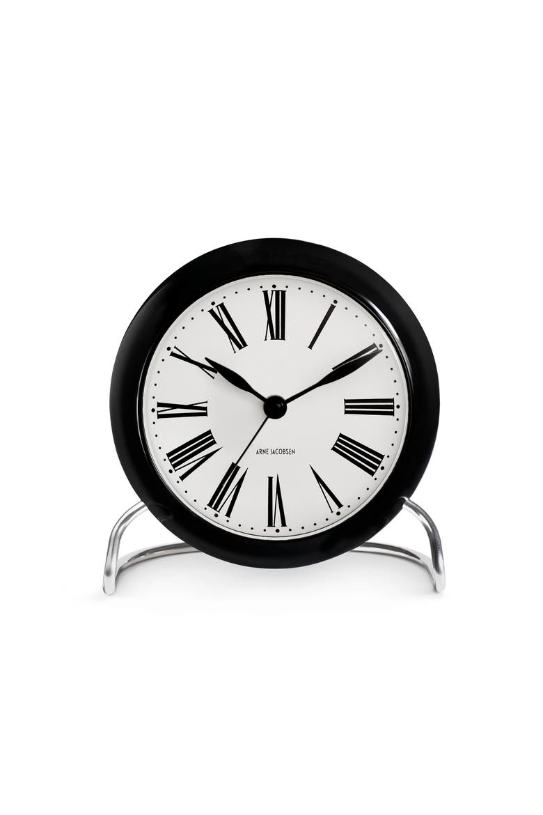 Roman Table Clock, Main, color, White/Black