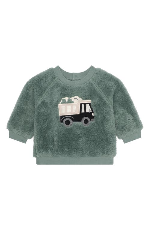 Pl Baby By Petit Lem Kids' Faux Shearling Top & Joggers, Hat & Socks Set In Green