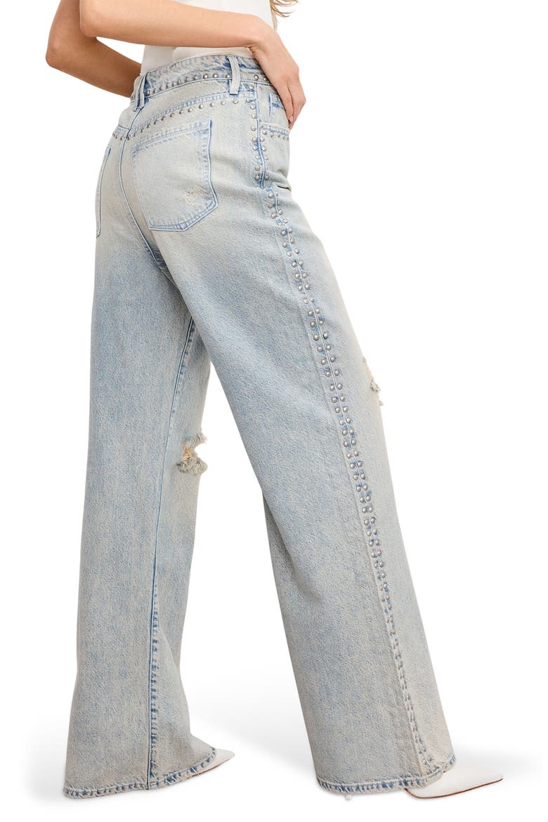 Good Standard Ease Studded High Waist Wide Leg Jeans, Alternate, color, INDIGO784