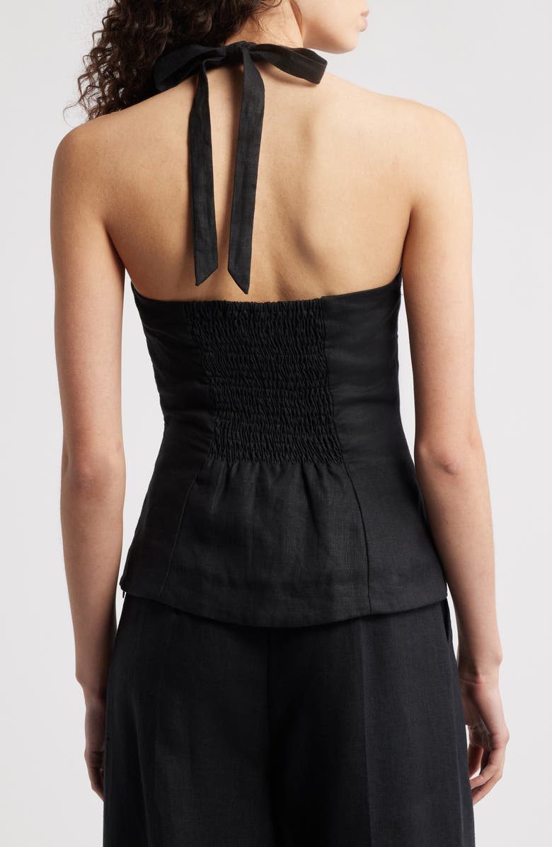 Faithfull the Brand Marie Linen Halter Top, Alternate, color, Black