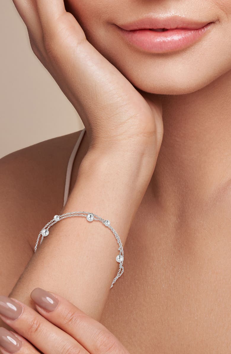 SPHERA MILANO Layered Ball Chain Bracelet, Alternate, color, Silver